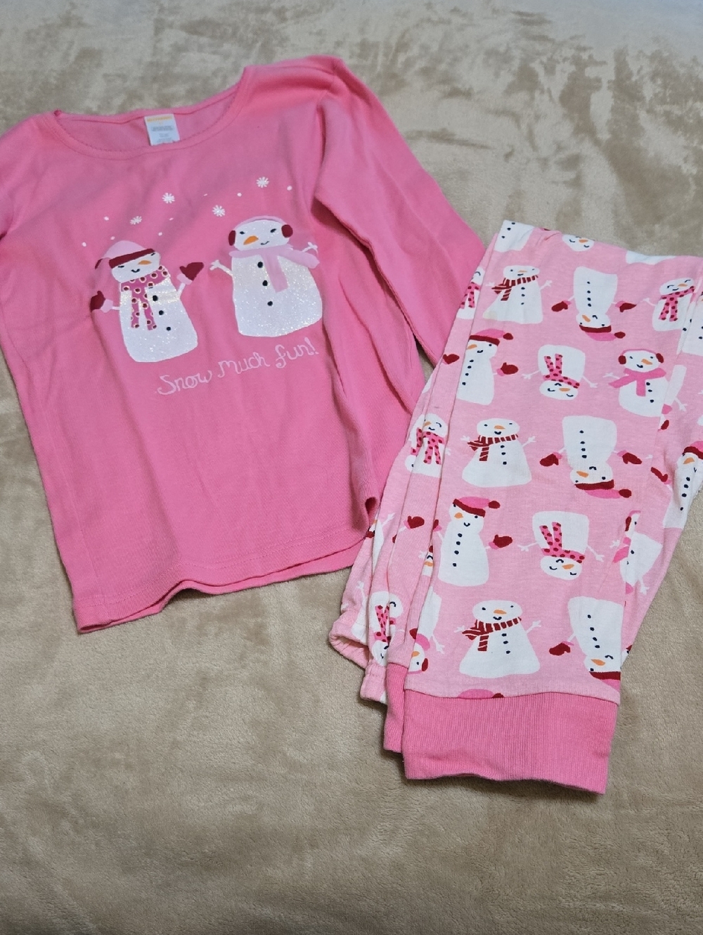 Gymboree Pink Snowman Pajama Set